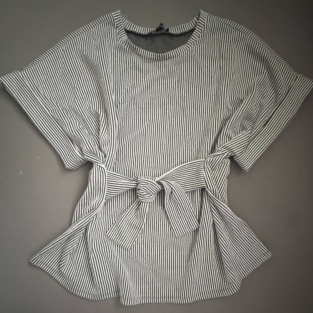 Express Black and White Striped Blouse